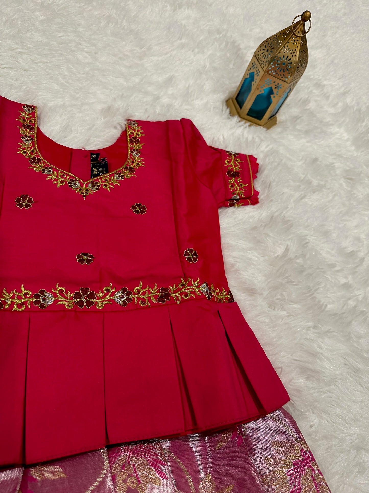 Semi Silk pattu lehenga with peplum top