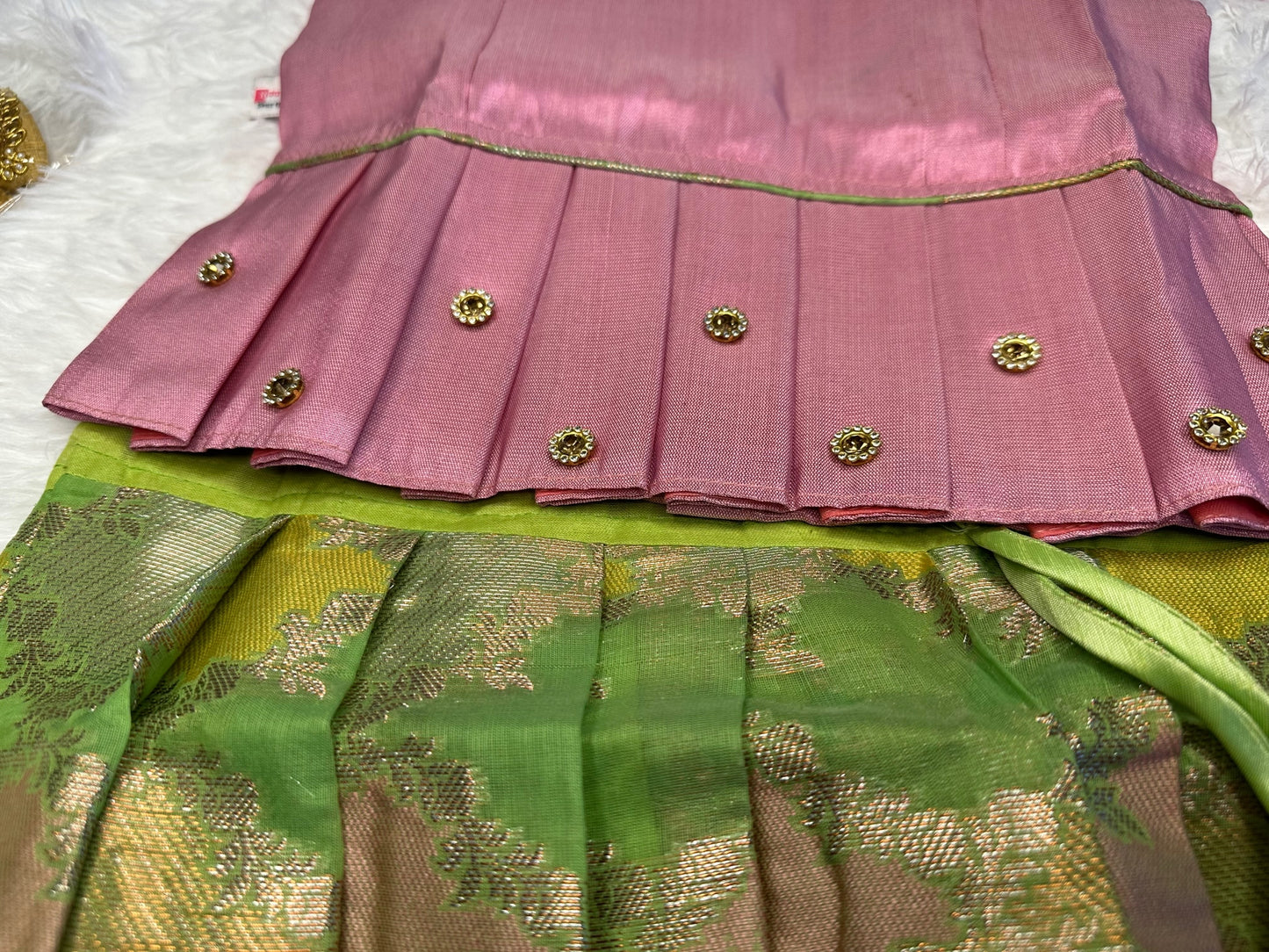 Beautiful semi-silk lehenga paired up with peplum top.