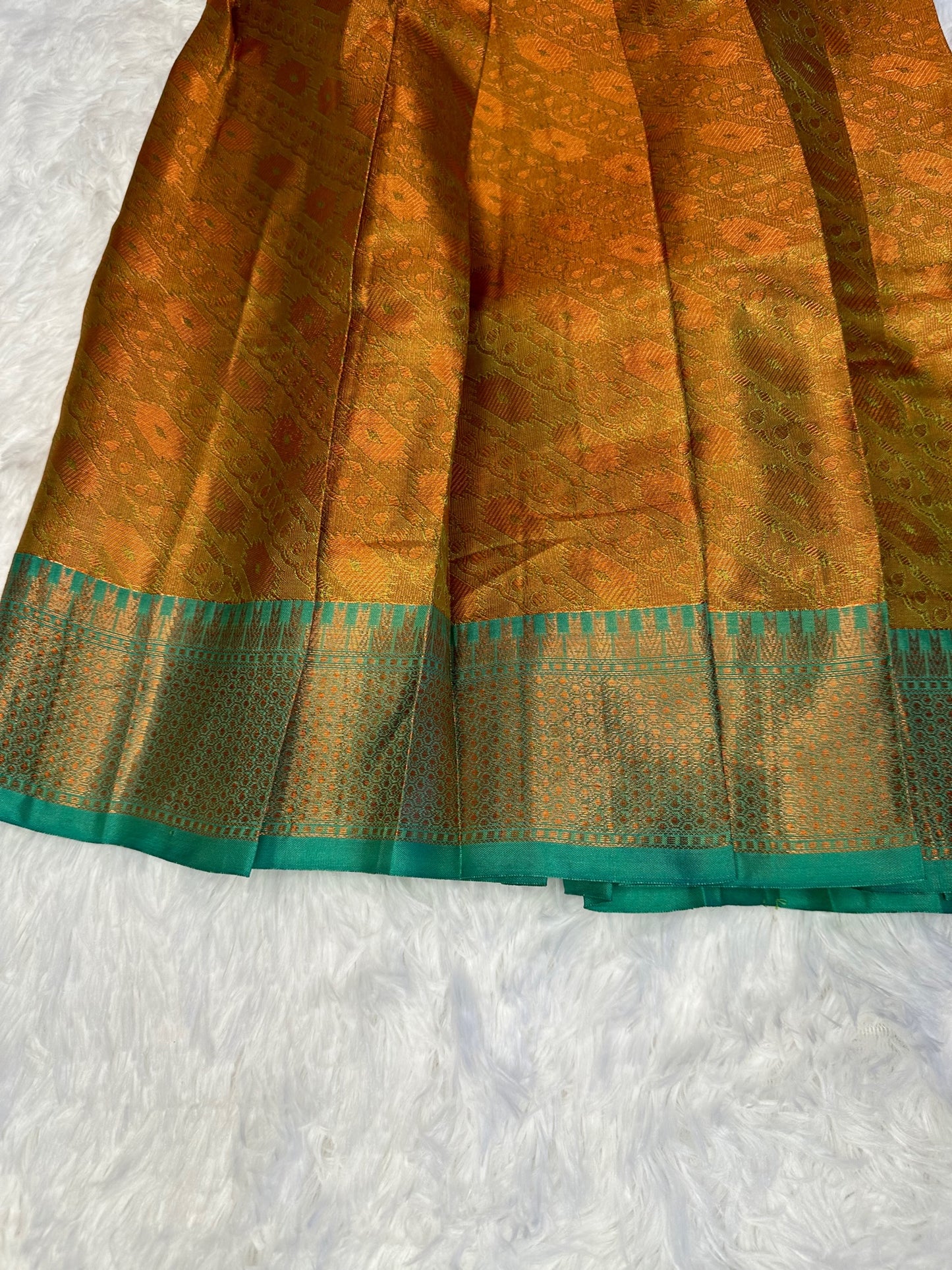 Semi-silk lehenga(pavadai) with blouse and attached hip belt