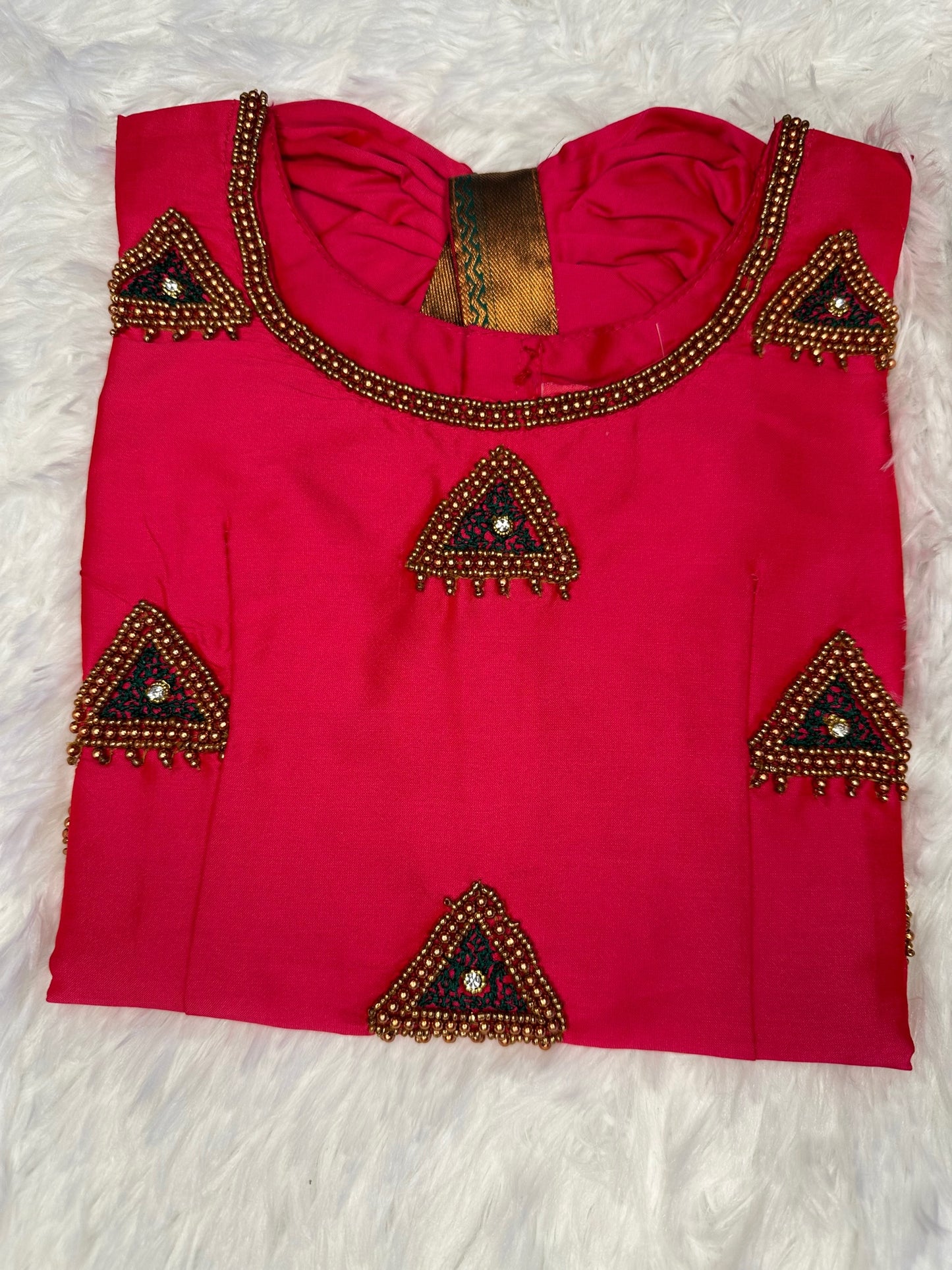 Beautiful semi-silk lehenga(pavadai) with blouse(top)