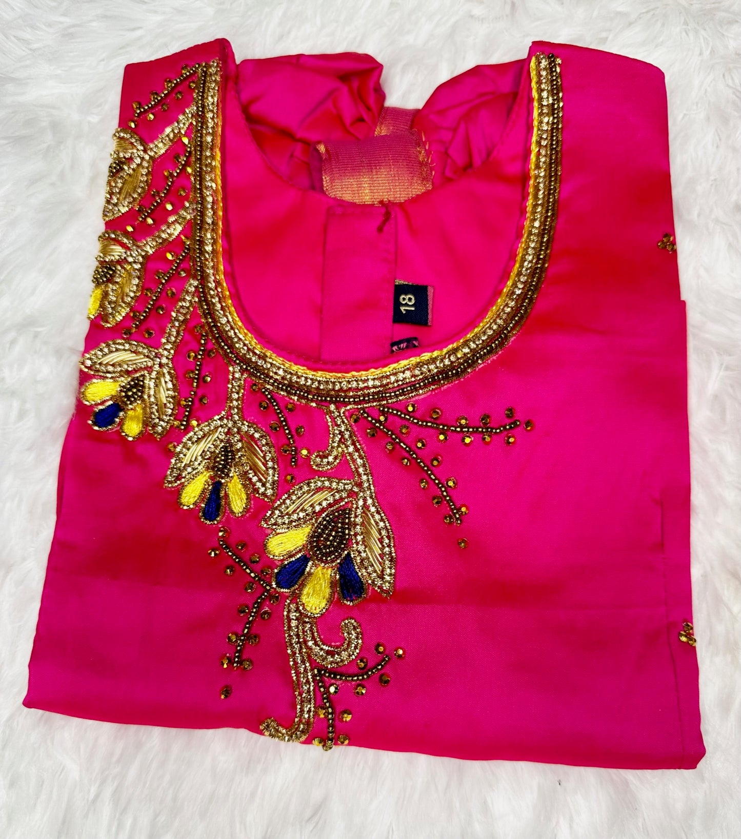 Beautiful silk cotton lehenga(pavadai) set with embroidered blouse(top)