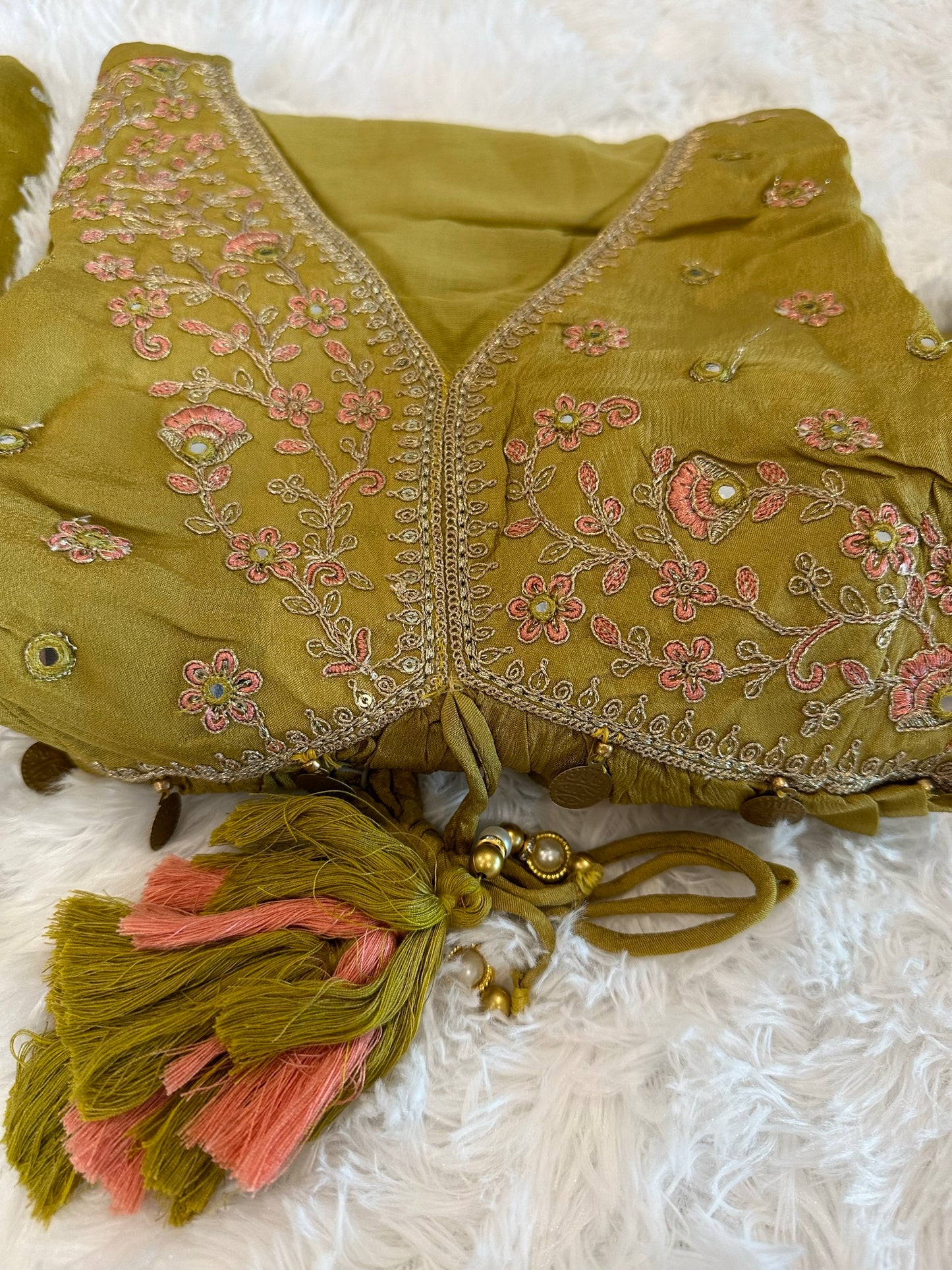 Beautiful chinon suit with pant and dupatta.